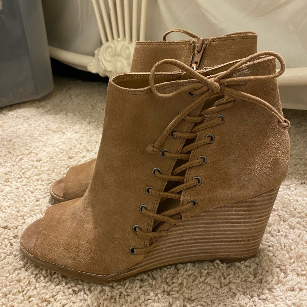 NWOT: Wedge Peep Toe Booties